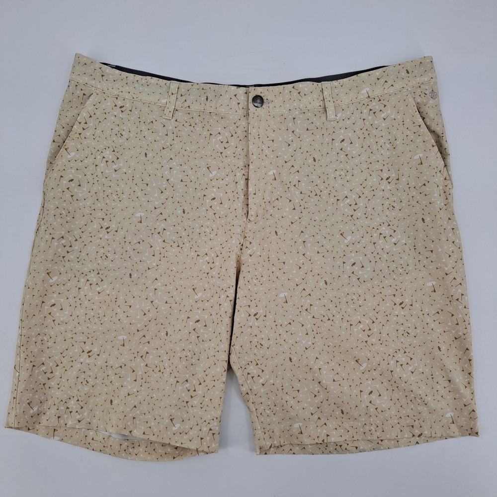 Adidas Golf Shorts Men 40 Recycled Polyester Tan Golf Pin Print Stretch Regular